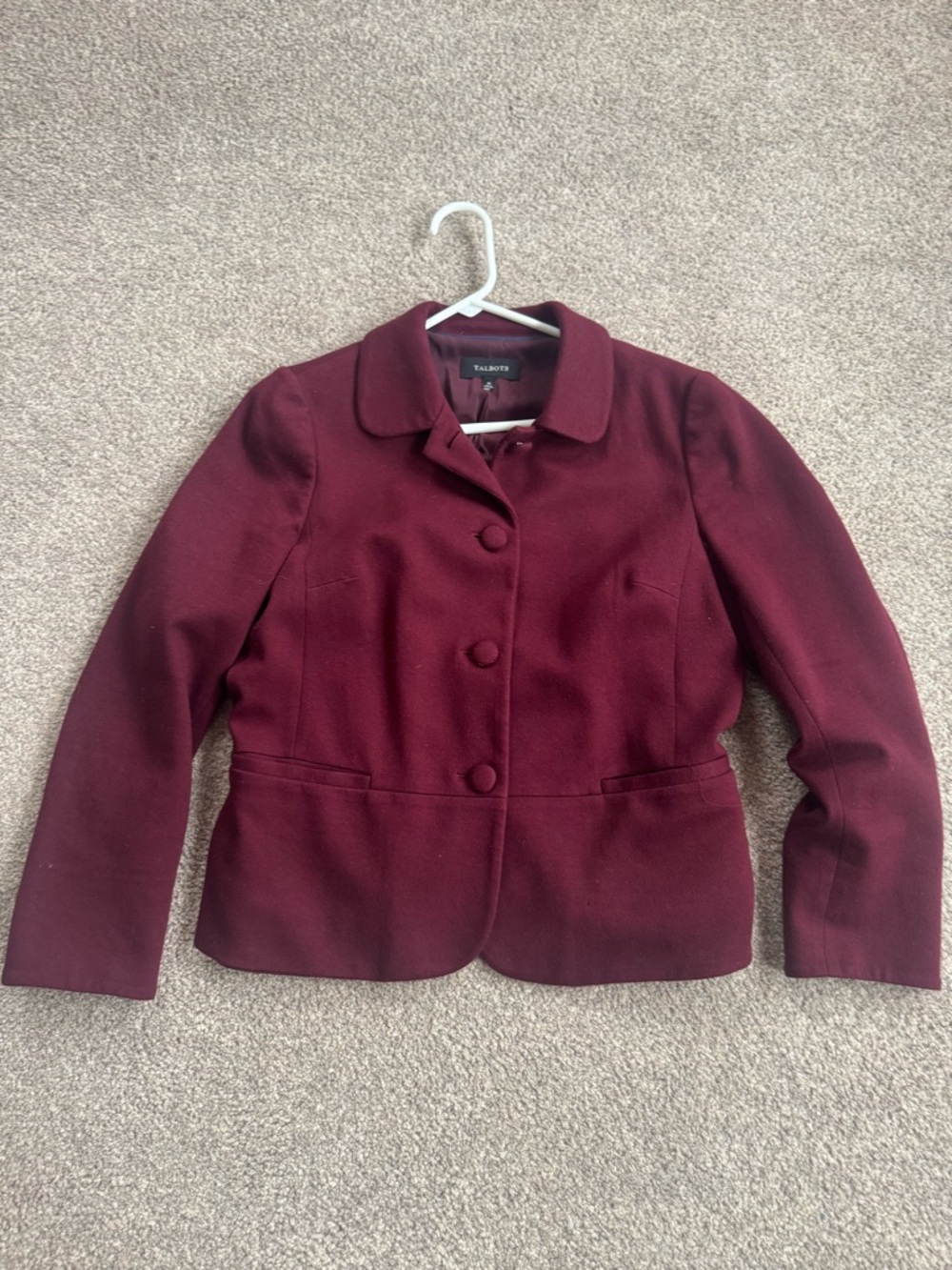 Talbots Burgundy Women's Fitted Button-Front Blazer - size 10